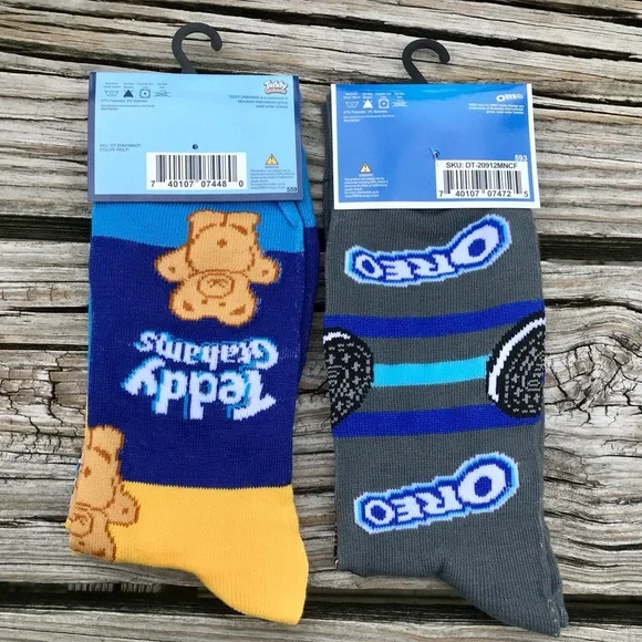 2/$10 NEW Mens Licensed OREO Cookie TEDDY GRAHAM Crackers Socks Gift Advertising - Picture 4 of 4